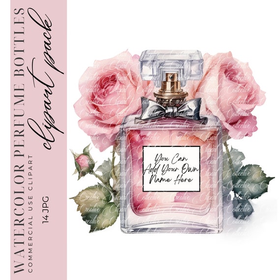 14 Perfume Clipart, Perfume Roses Clipart, Beauty Clipart, Fragrance Bottle Art, Digital Download, High-Resolution JPGs, Commercial Use