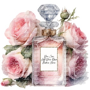 14 Perfume Clipart, Perfume Roses Clipart, Beauty Clipart, Fragrance Bottle Art, Digital Download, High-Resolution JPGs, Commercial Use image 9
