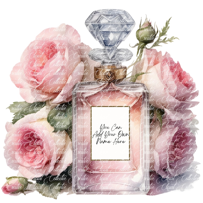 14 Perfume Clipart, Perfume Roses Clipart, Beauty Clipart, Fragrance Bottle Art, Digital Download, High-Resolution JPGs, Commercial Use image 9