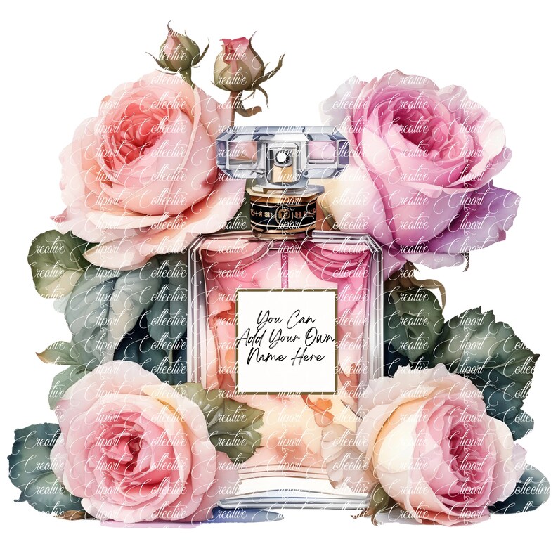 14 Perfume Clipart, Perfume Roses Clipart, Beauty Clipart, Fragrance Bottle Art, Digital Download, High-Resolution JPGs, Commercial Use image 5