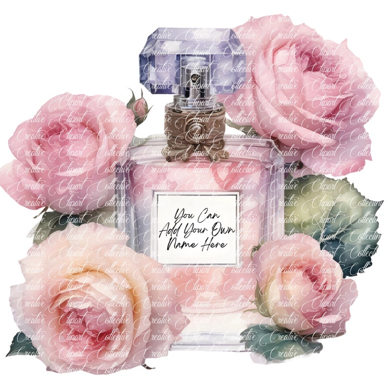 14 Perfume Clipart, Perfume Roses Clipart, Beauty Clipart, Fragrance Bottle Art, Digital Download, High-Resolution JPGs, Commercial Use image 6