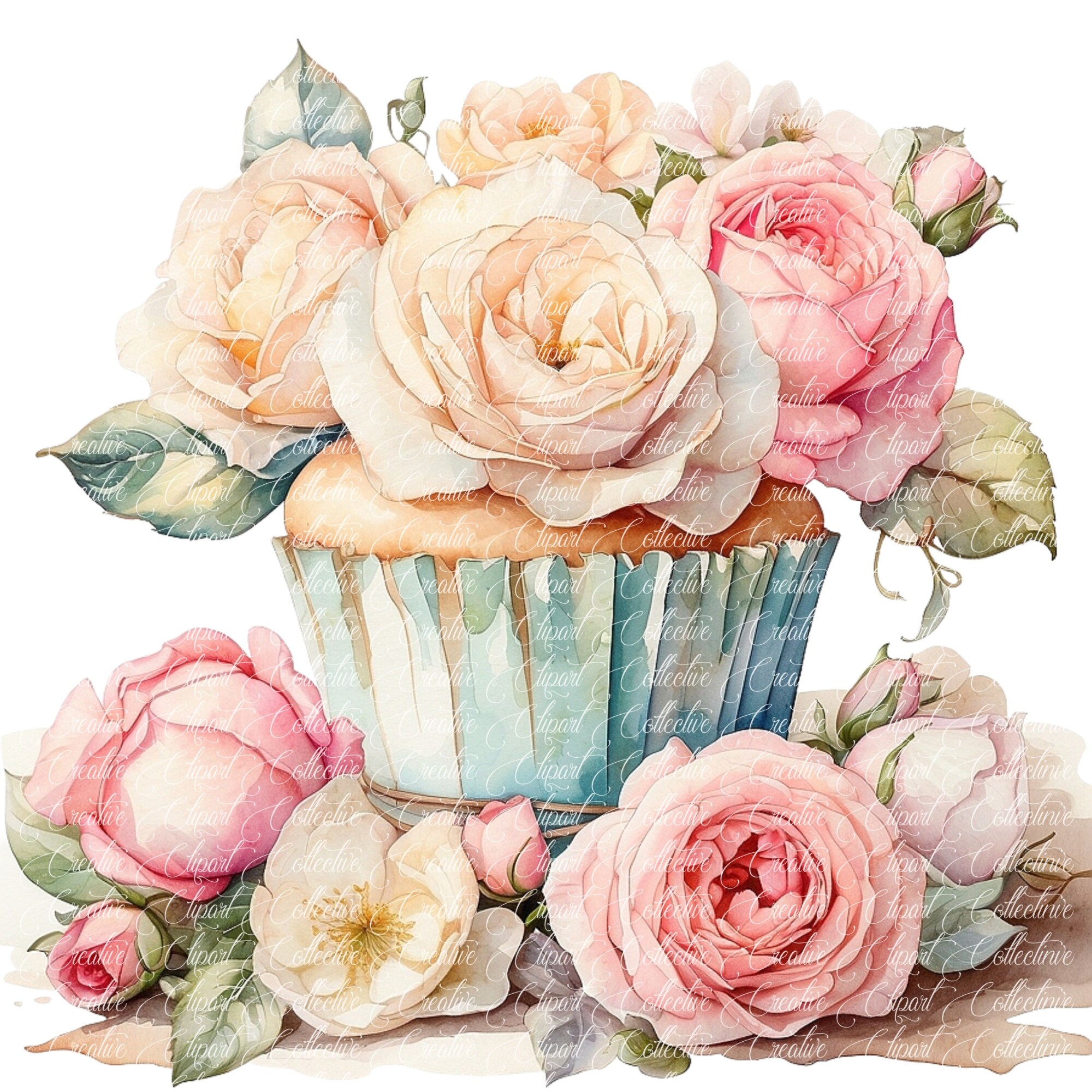 12 Easter Cupcakes Clipart Set, Watercolor Cupcakes Clip Art, Easter ...
