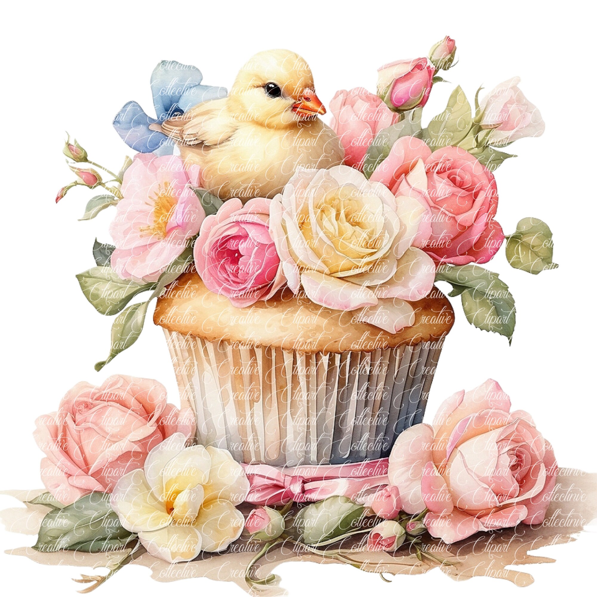 12 Easter Cupcakes Clipart Set, Watercolor Cupcakes Clip Art, Easter ...