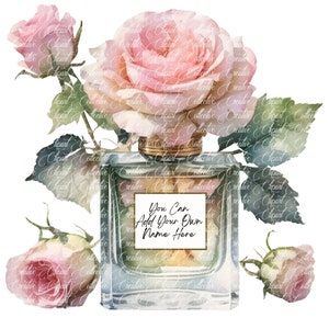 14 Perfume Clipart, Perfume Roses Clipart, Beauty Clipart, Fragrance Bottle Art, Digital Download, High-Resolution JPGs, Commercial Use image 7
