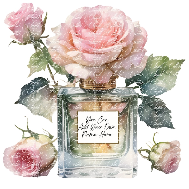 14 Perfume Clipart, Perfume Roses Clipart, Beauty Clipart, Fragrance Bottle Art, Digital Download, High-Resolution JPGs, Commercial Use image 7
