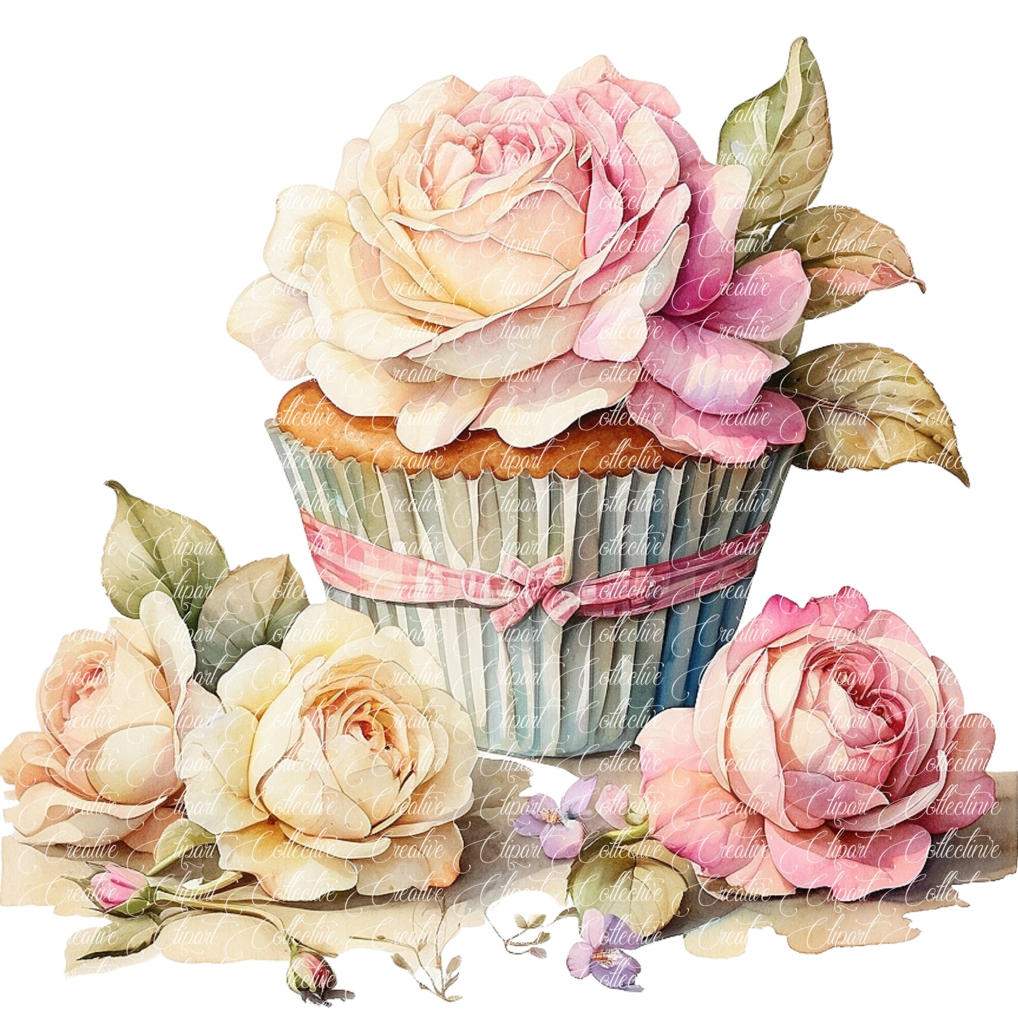12 Easter Cupcakes Clipart Set, Watercolor Cupcakes Clip Art, Easter ...