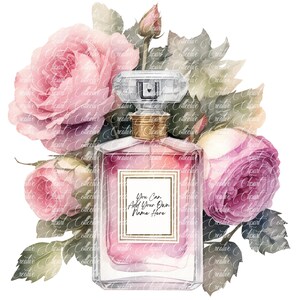 14 Perfume Clipart, Perfume Roses Clipart, Beauty Clipart, Fragrance Bottle Art, Digital Download, High-Resolution JPGs, Commercial Use image 4
