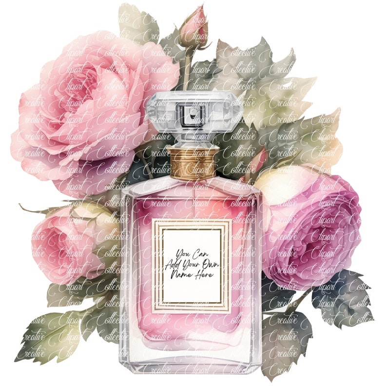 14 Perfume Clipart, Perfume Roses Clipart, Beauty Clipart, Fragrance Bottle Art, Digital Download, High-Resolution JPGs, Commercial Use image 4