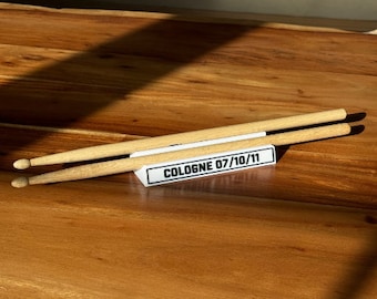 Custom drumstick table holder with text, gift for drummer, available in different sizes