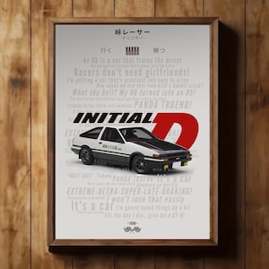 Drifting Anime Digital Printable Poster, AE86 Poster initial anime D, Satin Poster 210gsm, Wall Art Decor, JDM Racing