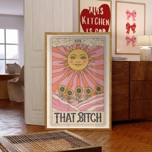 Arte de pared con la carta del sol Taro, póster con impresión digital, esa chica, decoración con vibra positiva para chicas