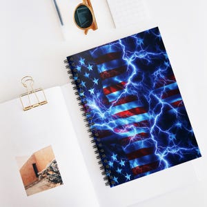 Notitieboek patriottisch spiraal – schoolnotitieboekje VS vlag, terug naar school cadeau, rood wit blauw dagboek, briefpapier American Pride