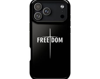 Freedom Christian Phone Case for iPhone 18 Pro Max , 17 Pro Max , Jesus Cross Design, MagSafe Compatible, Dual Layer Protective Cover