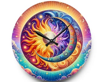 Acrylic Wall Clock, Sun and Moon, fast shipping, Moon phase decor,  Sun and moon decor, Spiritual home decor, Christmas gift