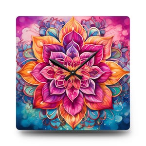 Mandala Acrylic Wall Clock, Mandala Tempered Glass Wall Art, Unique Home & Office Decor, Stylish and Functional, Fast shipping