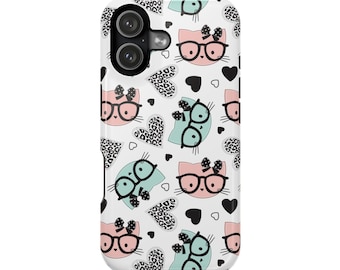 iPhone 17 16 15 14 MagSafe Case, Cat Lover Gift, Cute Pink Kitty Phone Cover, Shockproof Protective Case for iPhone 17 Pro Max