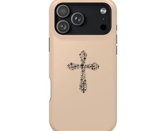 Magsafe対応iPhone 18 Pro Max用キリスト教十字架ケース、ミニマルな信仰をテーマにしたスマホケース、エレガントな宗教的iPhoneカバー、美しい十字架デザイン