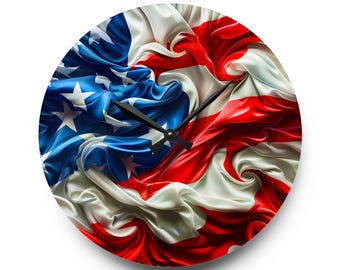 Horloge murale acrylique drapeau américain 3D, fierté américaine, cadeau patriotique, décoration patriotique, horloge murale patriotique, horloge murale drapeau américain