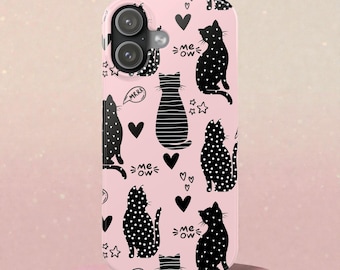 iPhone 17 16 15 14 MagSafe tough Case Cat Lover Gift, Cute Pink Kitty Phone Cover, Shockproof Protective Case for iPhone 17 Pro Max Plus