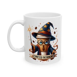 Kaffee Zauberer Tasse, Espresso Patronum, lustige Kaffeetasse, magische Kaffeetasse, niedliche Zauberer Tasse, Geschenk für Potter-Fan, Keramiktasse (11oz, 15oz)