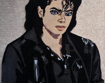 Michael Jackson Portrait Rug | Handmade Tufted Rug | Pop Culture Room Decor | MJ Fan Gift