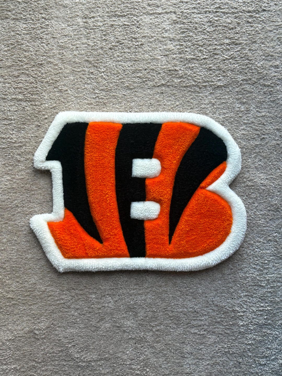 Custom Tufted Football Logo Rug | Handmade Sports Wall Art | Orange ...