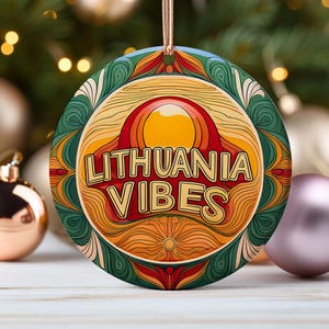 Lithuania Vibes Ornament Baltic Culture Christmas Tree Decoration Gift for Lithuanians Psychedelic Folk Art Keepsake Heritage Present