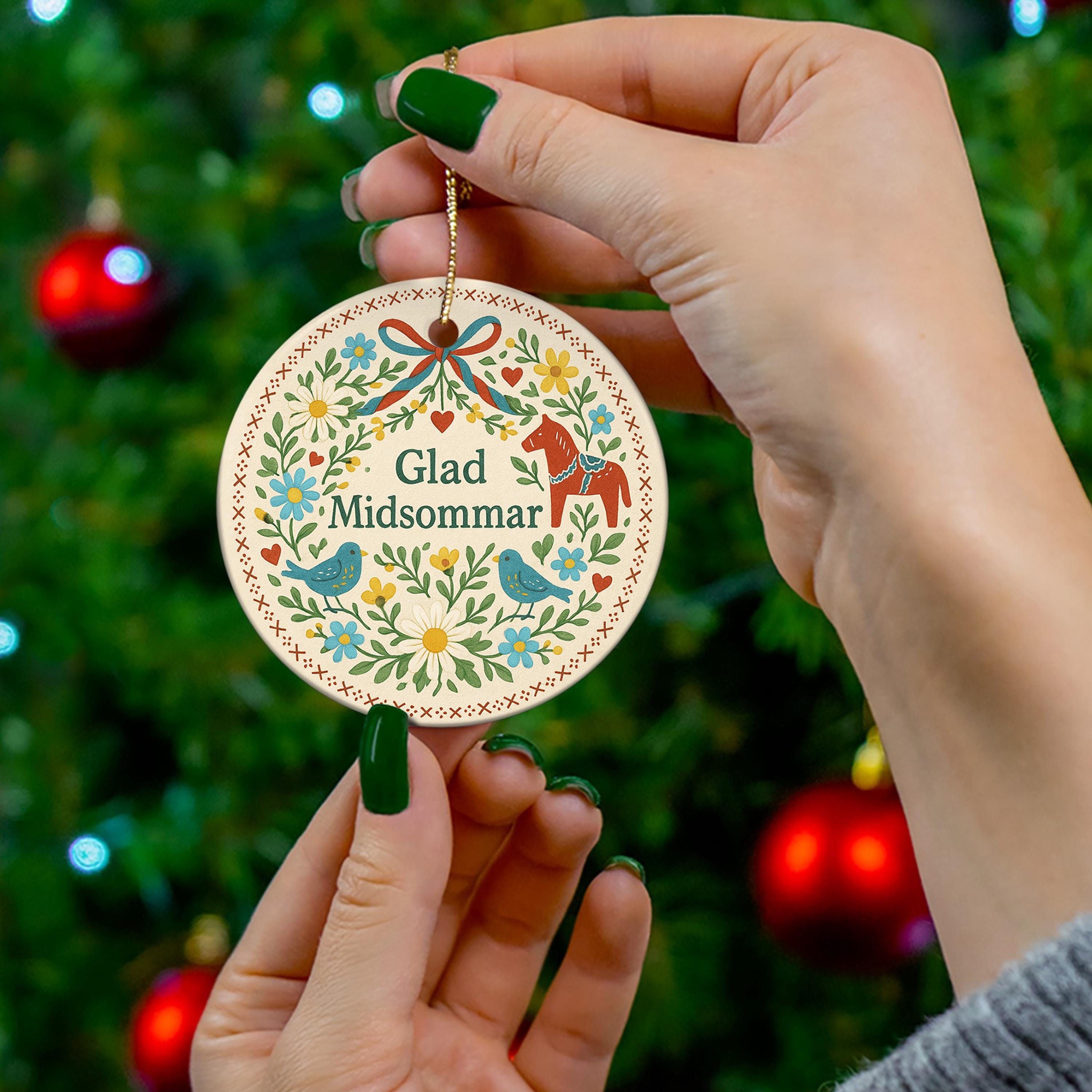 Glad Midsommar Ornament Swedish Folk Art Decoration Scandinavian