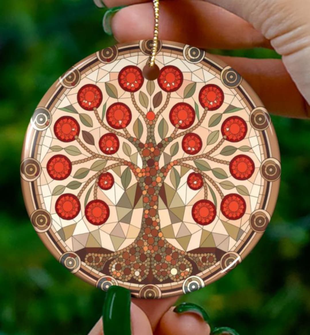 Armenian Tree of Life Ornament Mosaic Folk Art Ceramic Holiday