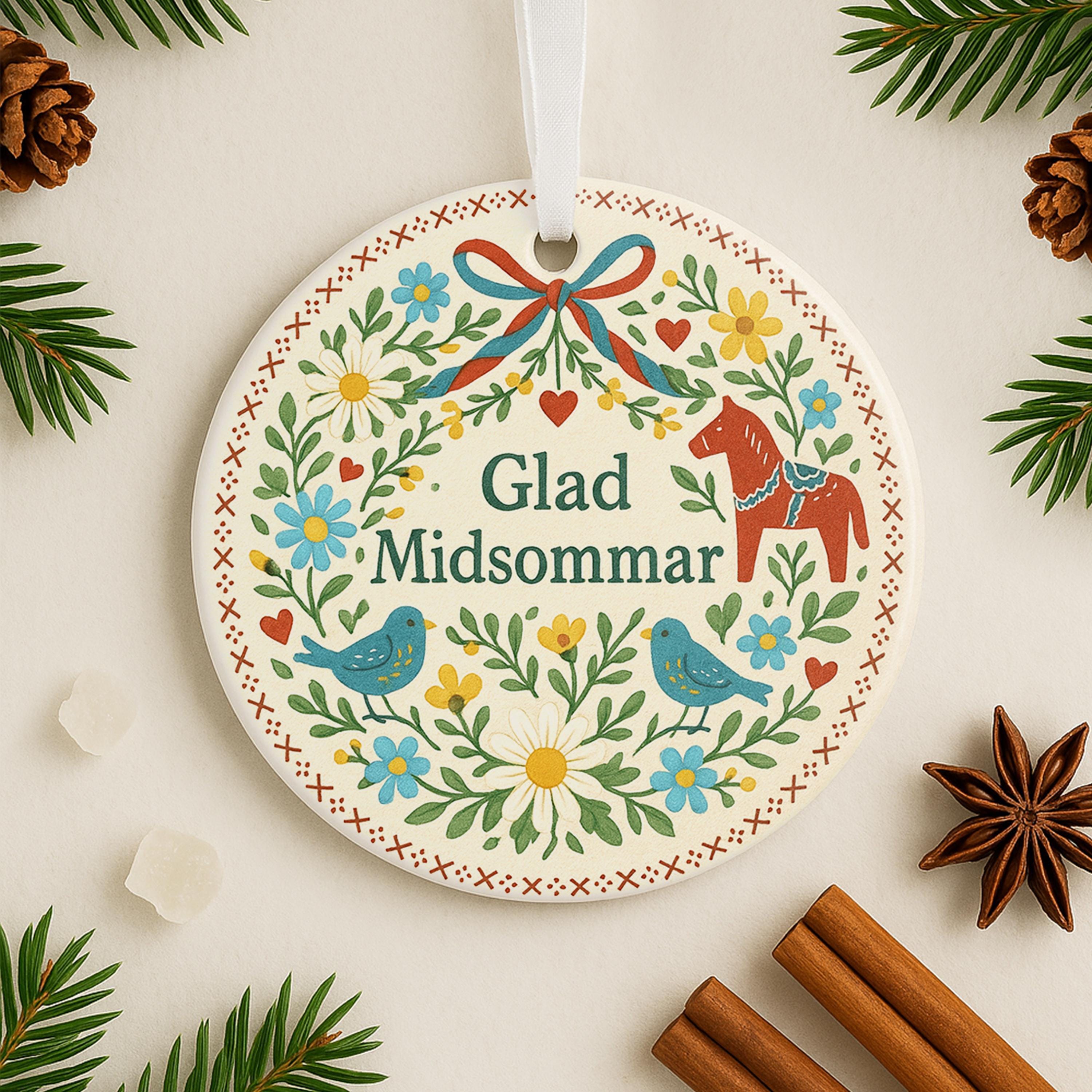 Glad Midsommar Ornament Swedish Folk Art Decoration Scandinavian