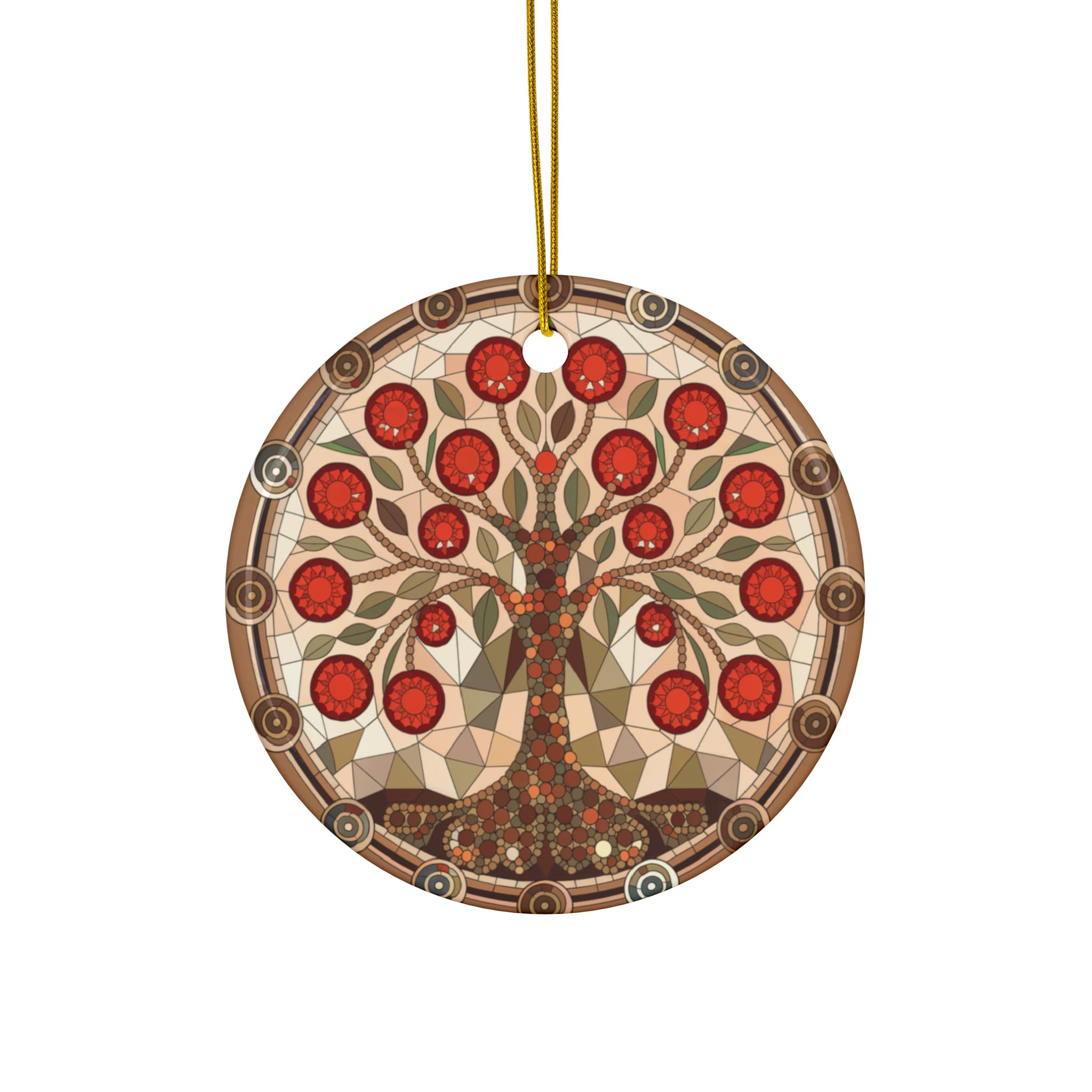Armenian Tree of Life Ornament Mosaic Folk Art Ceramic Holiday