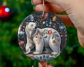 Nordic Polar Bear Ornament  Scandinavian Folk Art Decoration