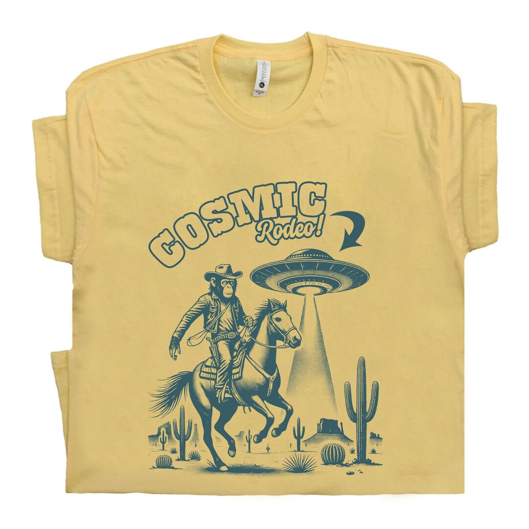 Cosmic Rodeo Tee - Alien Western Graphic Shirt, Cowboy and UFO T-shirt ...