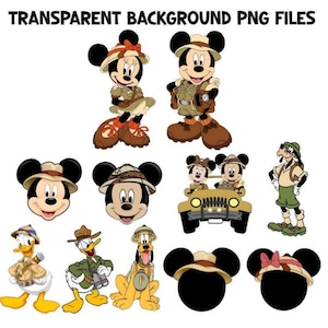PNG Mickey + Minnie Safari Transparent Background iFree PDF!