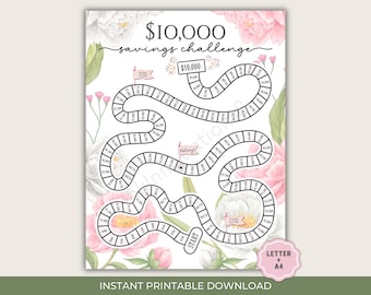 10k Savings Challenge Tracker, 10k Challenge Tracker, 10k Savings Challenge Printable, Savings Challenges Printable, 10k Challenges Tracker