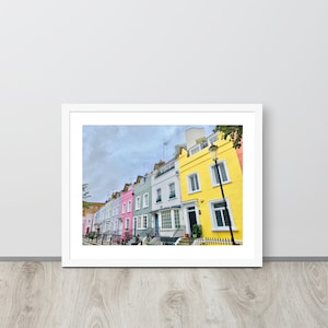 Colorful London Print, London Homes, London, England, United Kingdom, Framed London Wall Art