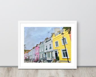 Colorful London Print, London Homes, London, England, United Kingdom, Framed London Wall Art