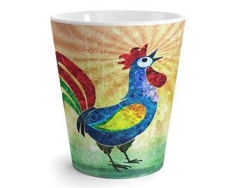 12oz Rooster Latte Mug Colorful