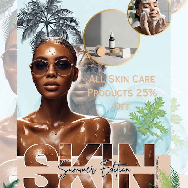 Summer Skin Care flyer Template Editable For Your Skin Care Brand Or Business Edit In Canva