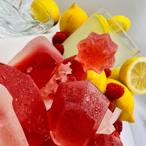Raspberry Lemonade Kohakuto Crystal Candy, Edible Treasure Box Ruby Gemstones, Gluten Free Vegan Jelly Gummy, Handmade Artisan Wagashi, ASMR