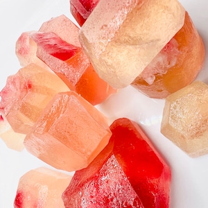 Strawberry Kohakuto Fruity Crystal Candy, Edible Treasure Box Gemstones, Gluten Free Vegan Jelly Gummy, Handmade Artisan Wagashi, ASMR