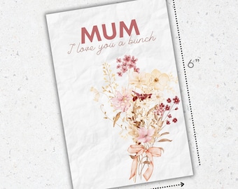 Mamá digital te amo un montón de tarjetas de respaldo de galletas, día de la madre, etiqueta de regalo imprimible, floral