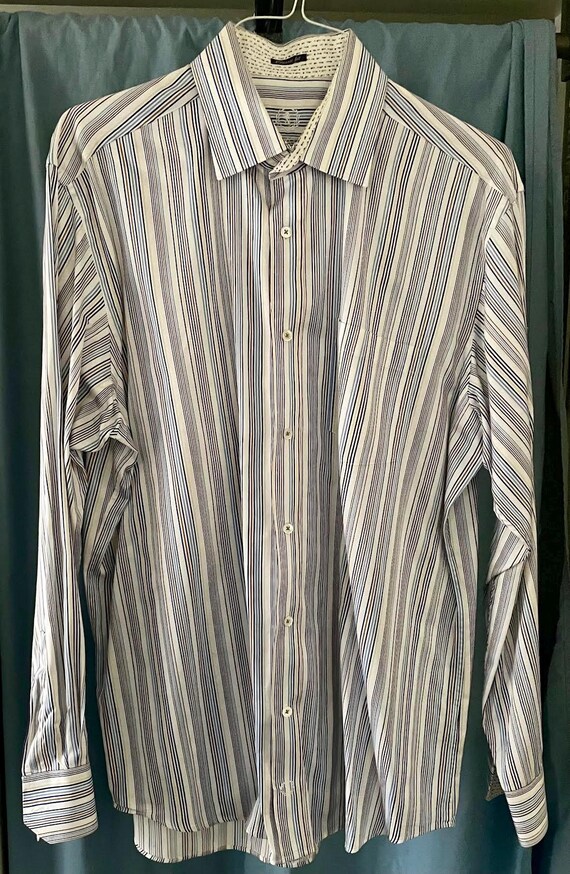 bugatchi uomo dress shirt | Shirts | Bugatchi Button Down Striped Navy Silver Gold Mens Size Xl CF9056K60. Italian Men's Bugatchi Uomo 100%