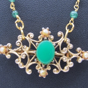 Green Chrysoprase brooch necklace