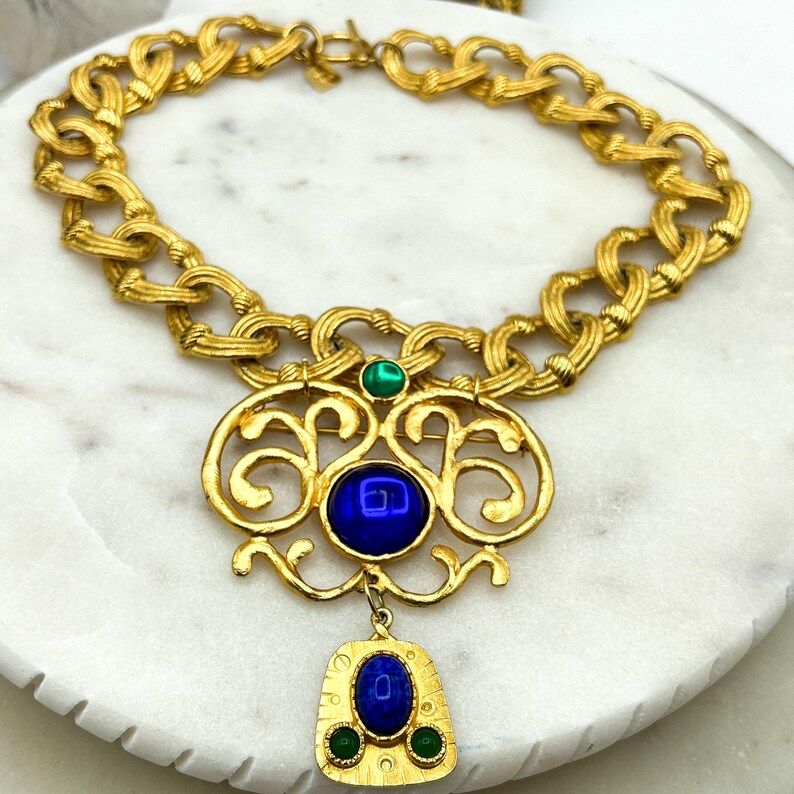 Vintage Anne Klein Chunky Gold Large Chain Link Necklace With Large