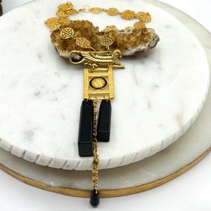 Sphinx Egyptian revival art deco style pendant necklace