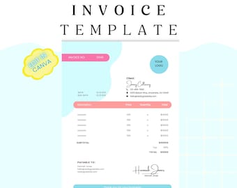 Canva Invoice Template, Customizable And Editable,  Business Invoice, Printable Invoice, Order Form Template, Editable Invoice