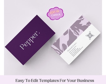 Plantilla de tarjeta de visita para Canva, plantilla fácil de editar, tarjeta de visita con código QR, tarjeta de visita personalizable, editable, plantilla de tarjeta para Canva