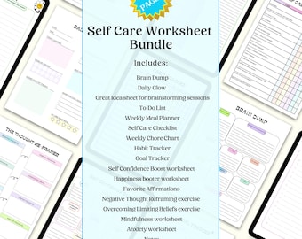 Planner and Worksheet Bundle for Personal Development, Wellness and Wellbeing