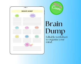 Brain Dump, Habit Tracker, ADHD To Do List, Instant Download, Mind Mapping, Brainstorming Planner, Daily Planner, Creative Writing Tools
